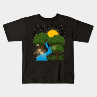 Hiking between the trees alone Kids T-Shirt